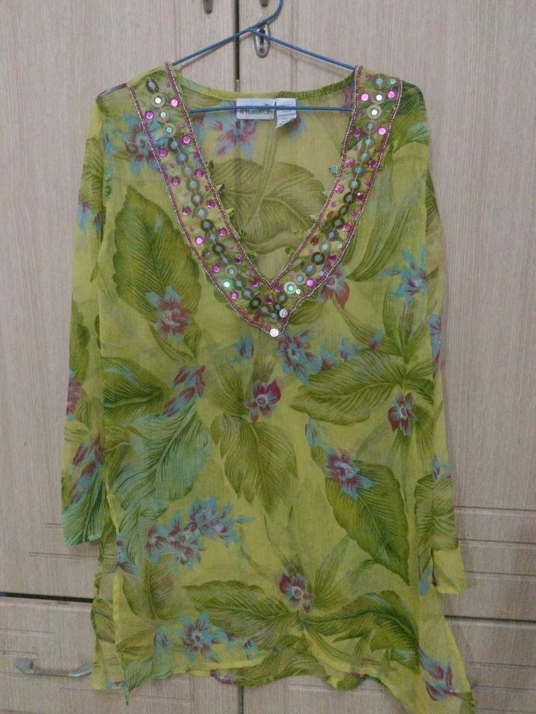 Vintage Kurti, Brand New, Green Kurti, Short Kurti