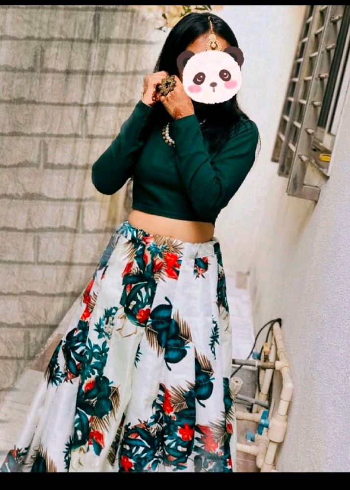 White Printed Long Skirt