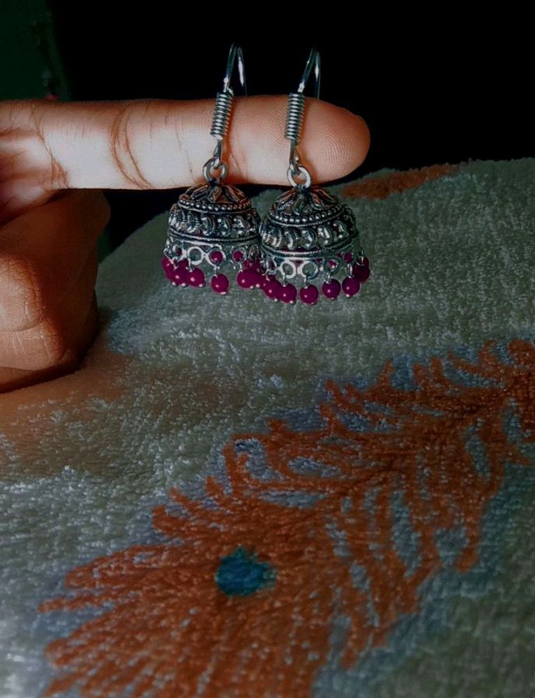 A Beautiful Pair Of  Purple Jhumka