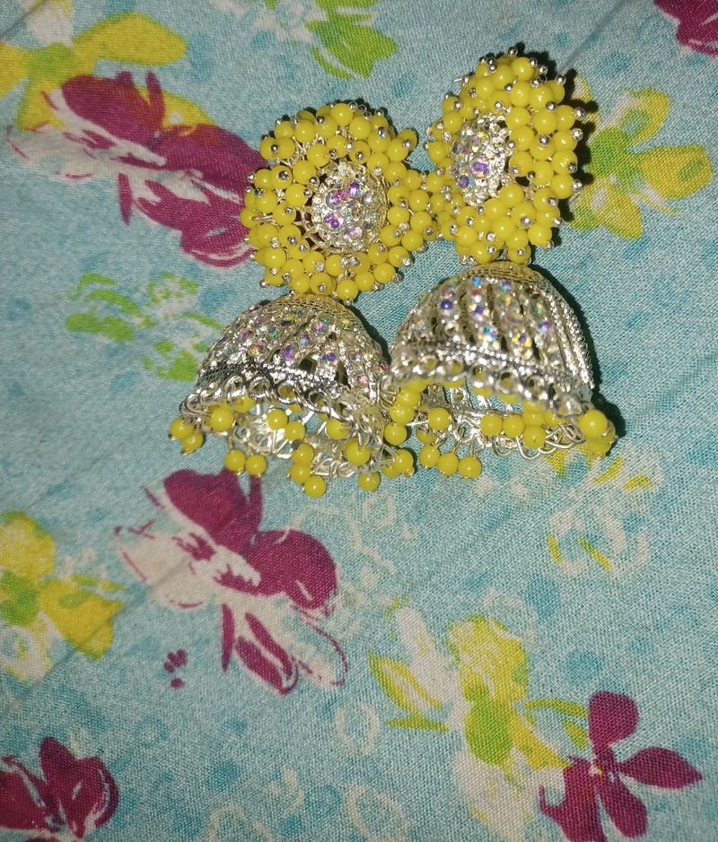 Yellow Jhumka Earring