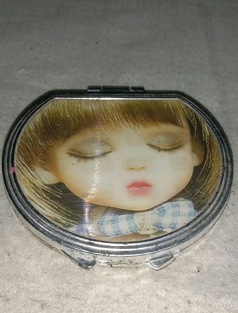 Girl Printed Round Shape Two Side Compact  Mirror