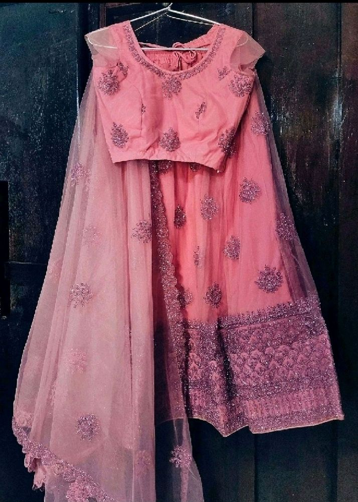 Beautiful Onion Pink Heavy Work Lehenga