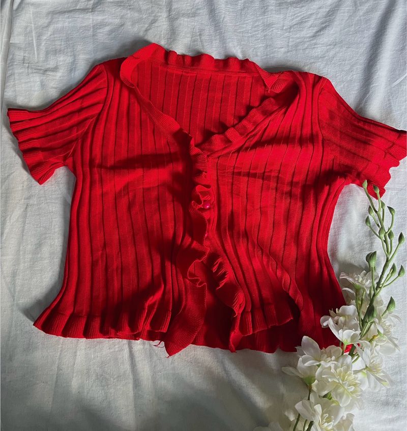 red sexy ruffle top