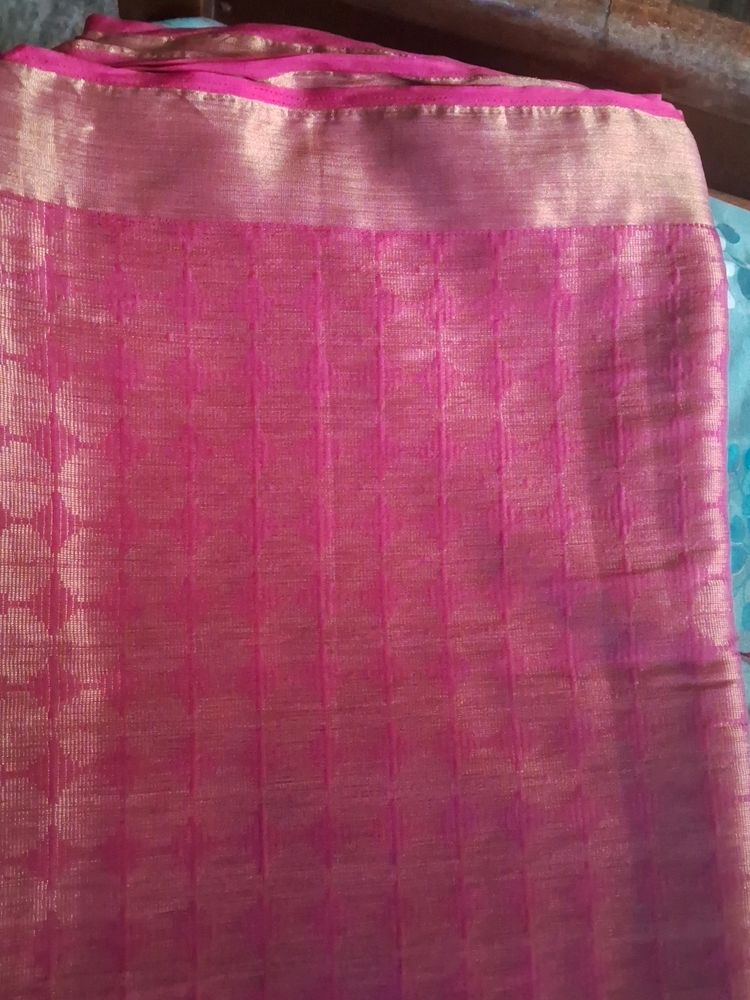 Full Zari Woven Pink Saree