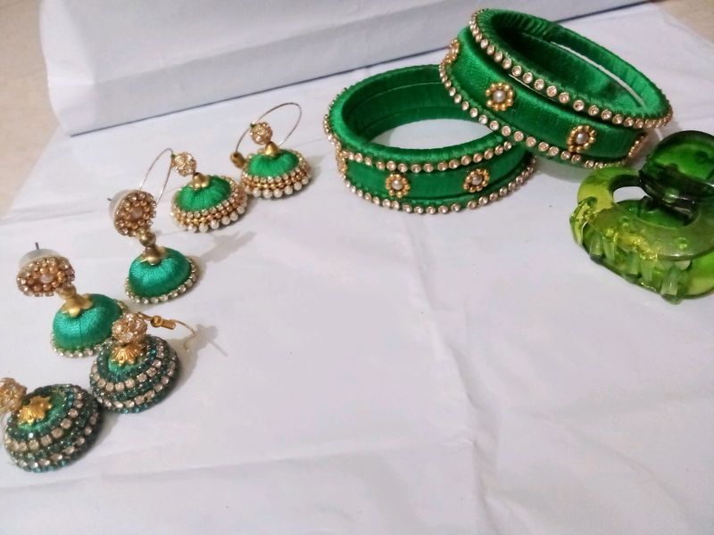 Bangles With 3 Earrings