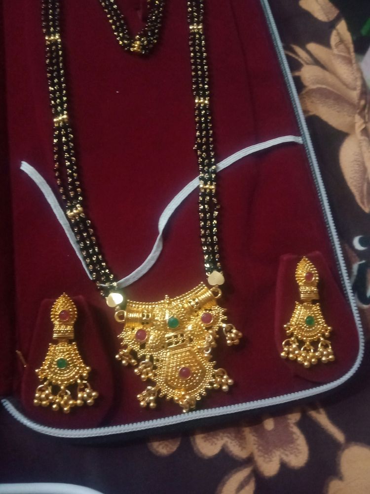 Beautifully Design Mangalsutra Chain With Earing