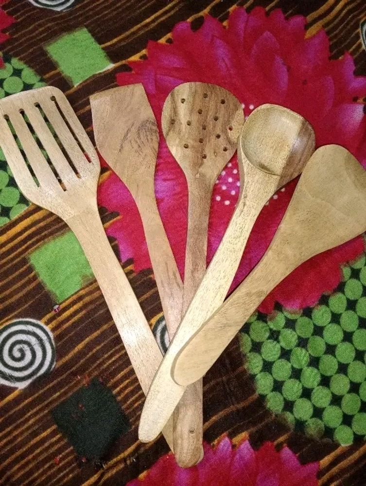 Handmade Wooden Serving Cooking Spoon Kitchen Set