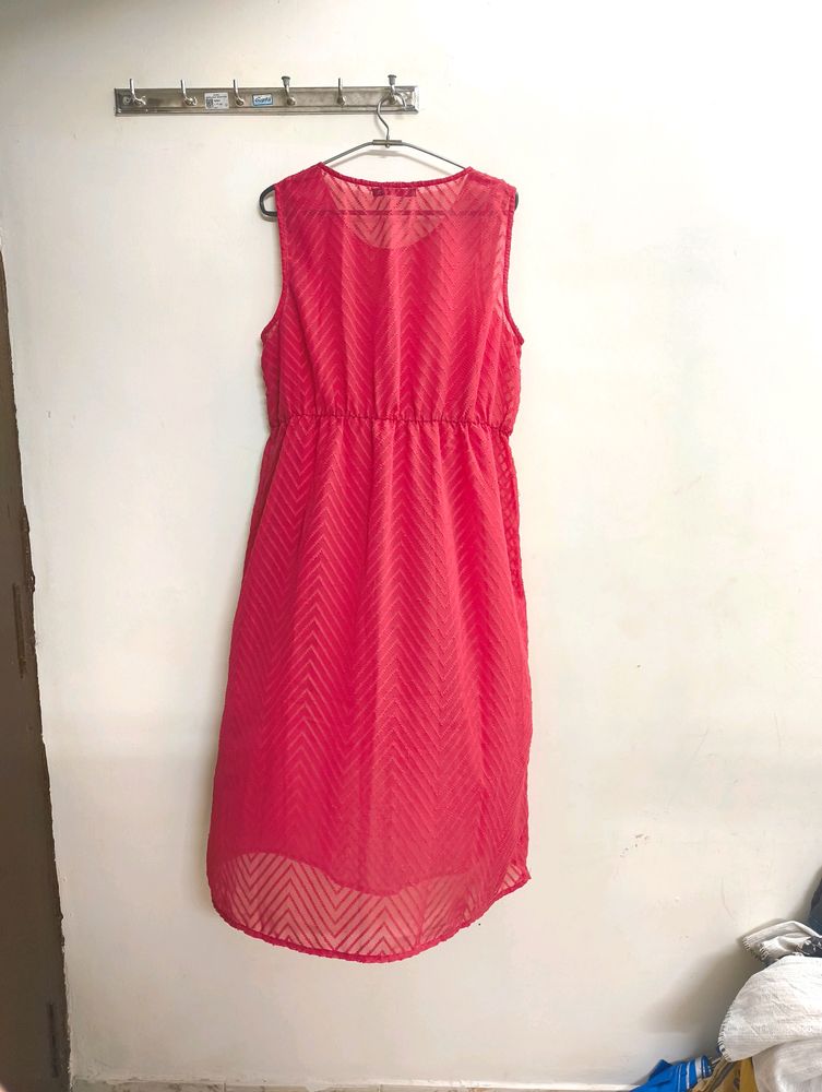 109°F Fuchsia Self Textured Dress