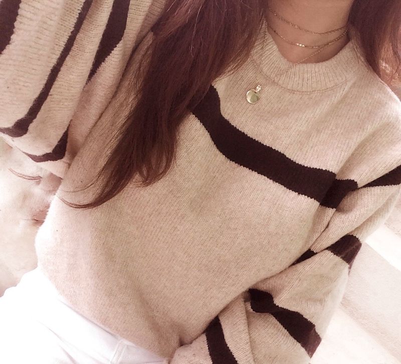 Mango Beige Striped Sweater