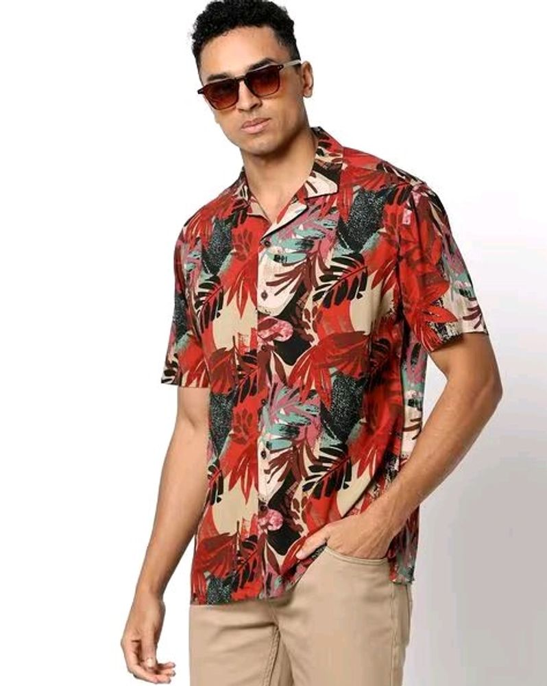 NETPLAY Men Leaf Print Regular Fit Shirt.