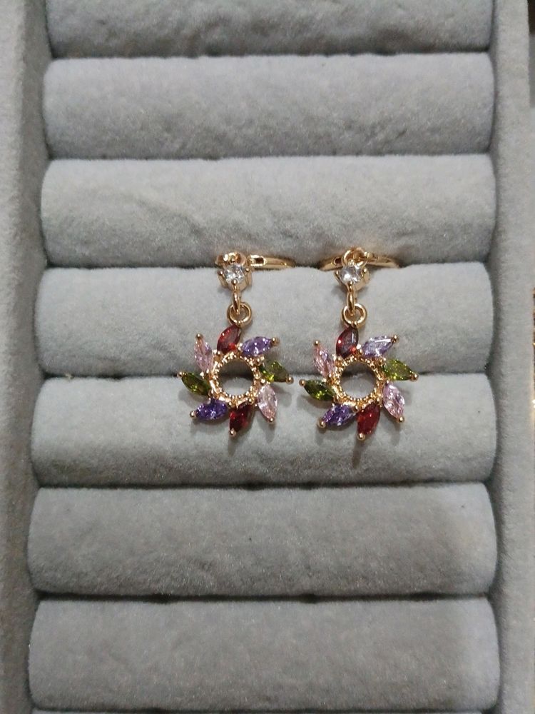 Gold Plated Americian Diamond Earrings