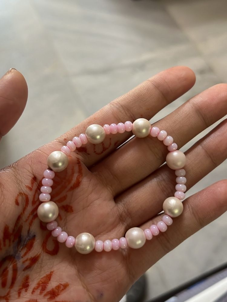 Aesthetic  Pink And White Pearl Bracelet