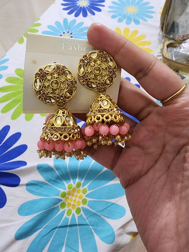 Pink Jhumkas