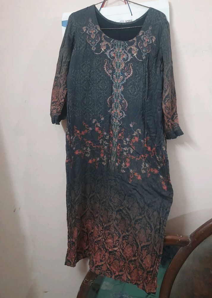 Charcoal Kurta With Lining