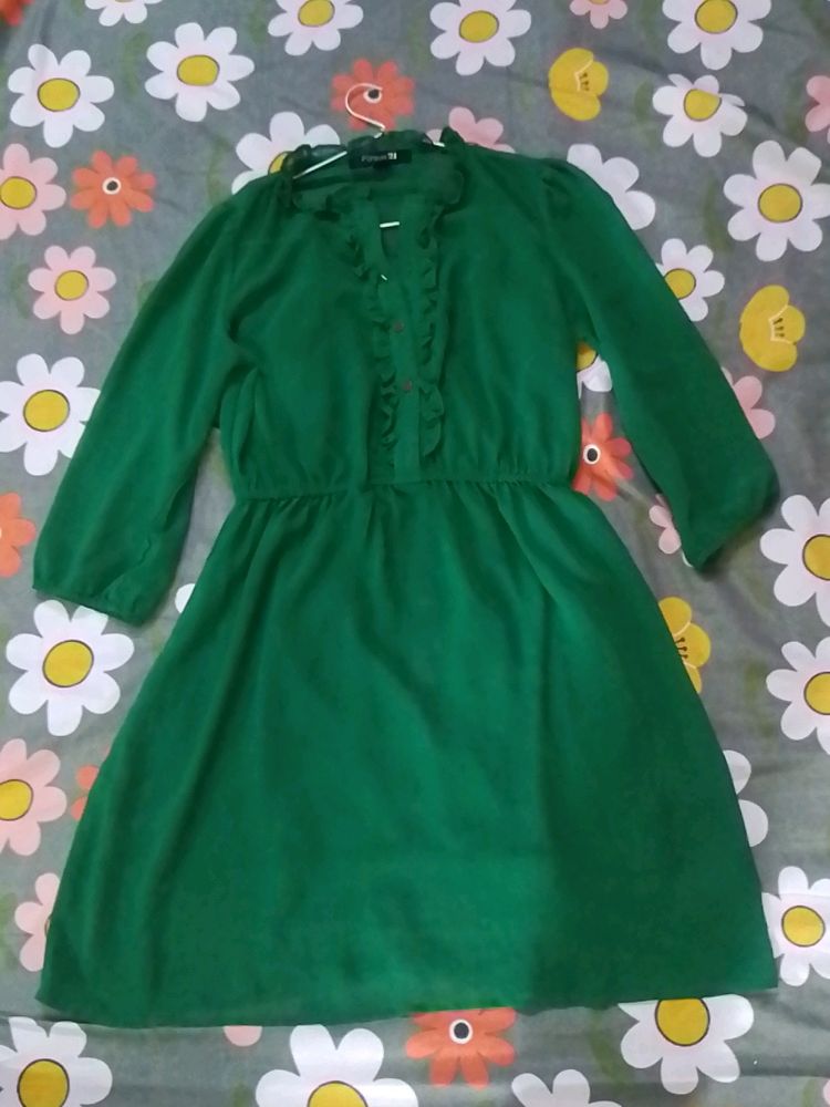 Pretty Short Green Dress For Girls