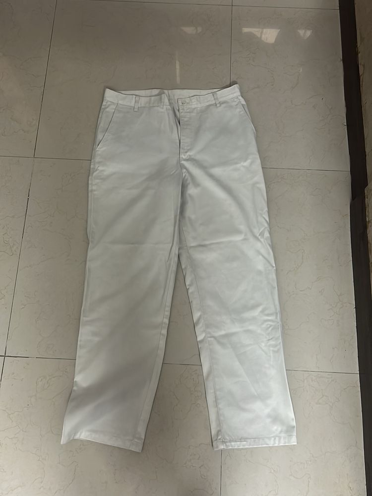 White straight cut pants