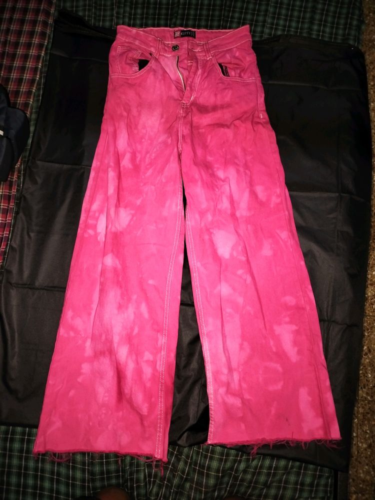 Tye Dye Pink Wide Leg Jeans