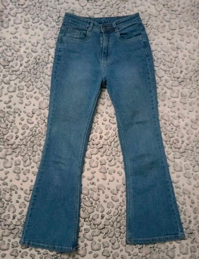 Blue Women Bell Bottom Jeans