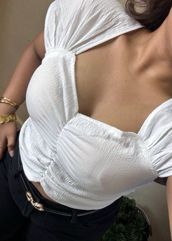 White Padded Crop Top