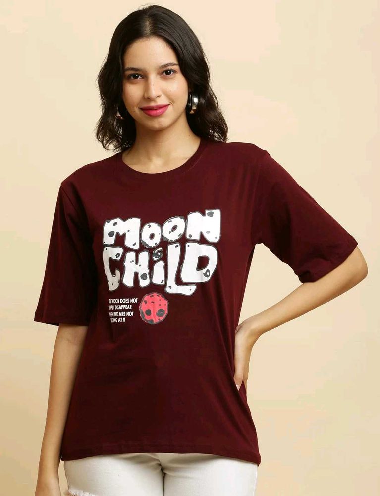 Women Printed Maroon T-Shirt  ❤️