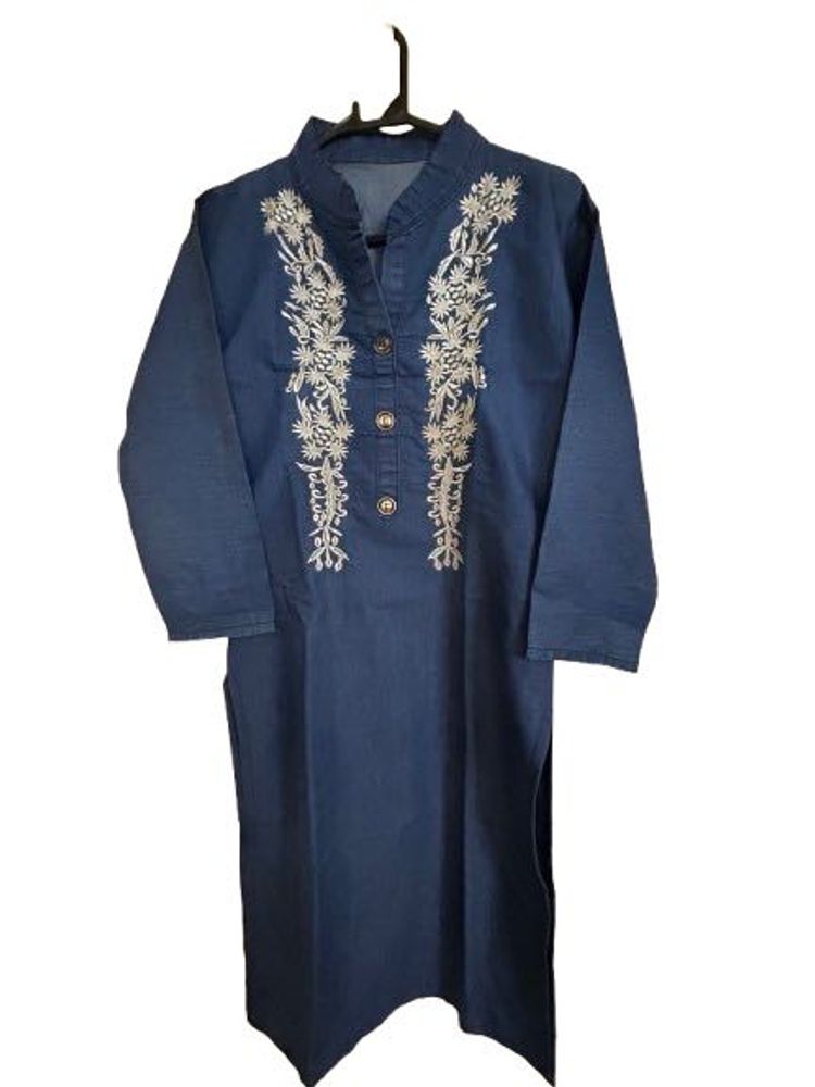 Women Beautiful Denim Straight Kurta