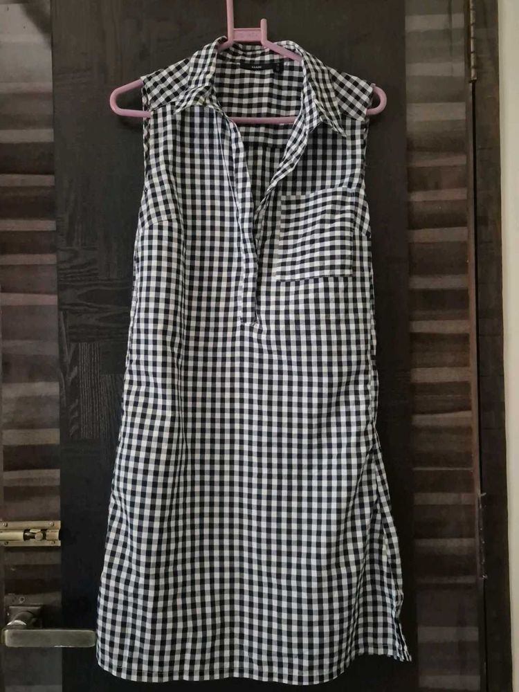 Checked Buttoned Dress