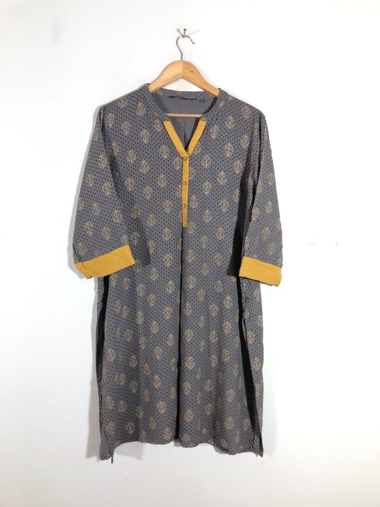 Dark Grey Printed Kurta(Women’s)