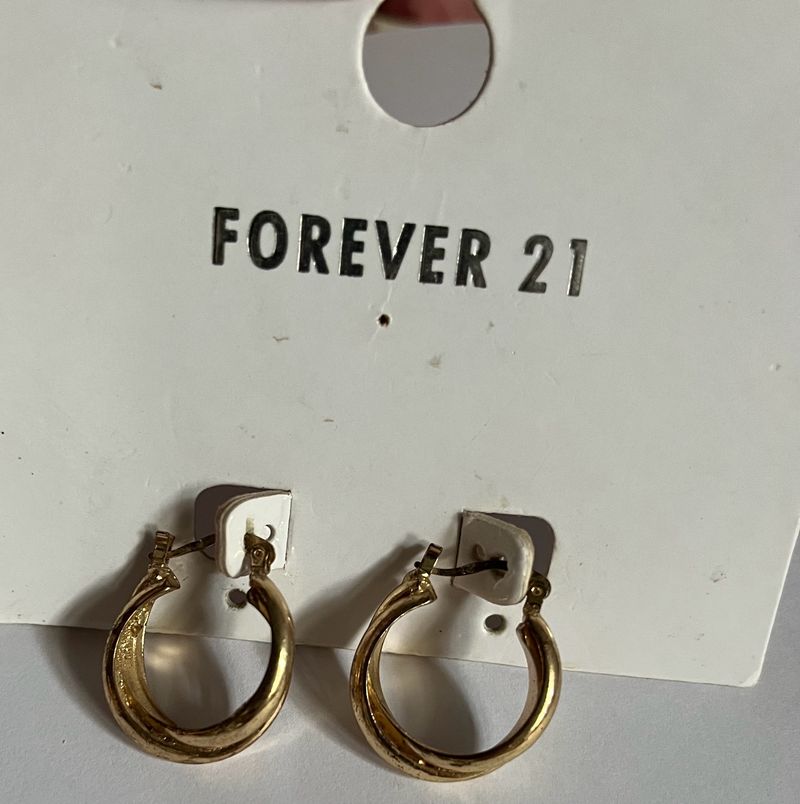 Forever21 Women Gold Planted Hoop Earrings