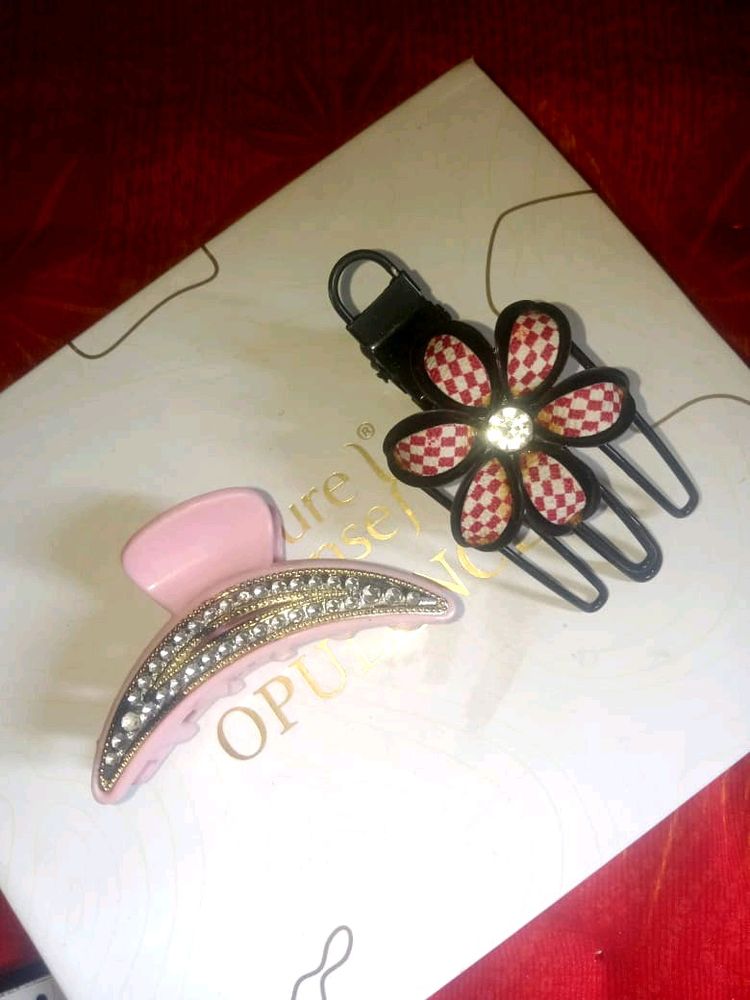 Pink & Black Hair Pin For Women's 🎀