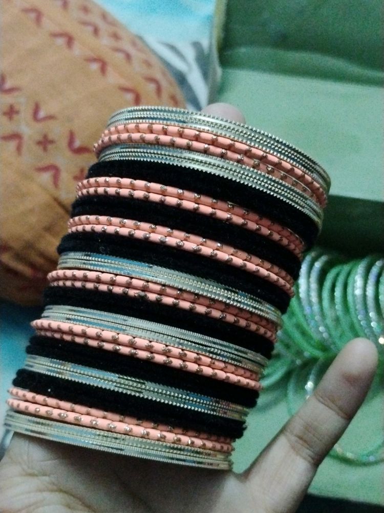 Velvet Bangles With Kada & Kach Ki Chudi & Kad