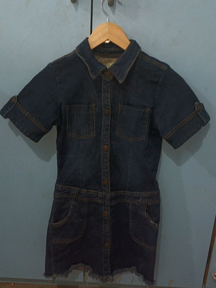 Denim Dress with Pockets