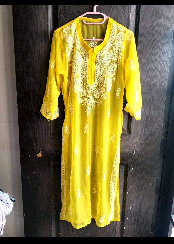 Chikankari Yellow Kurta + Inner