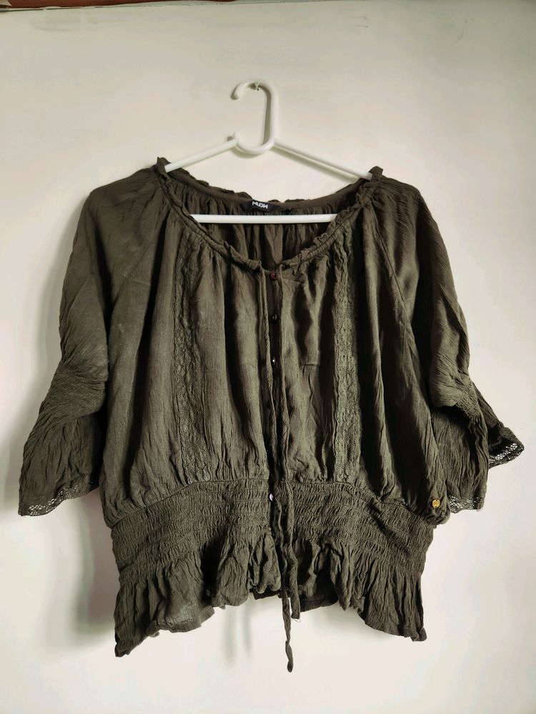 Olive Green Crop Top - Nuon