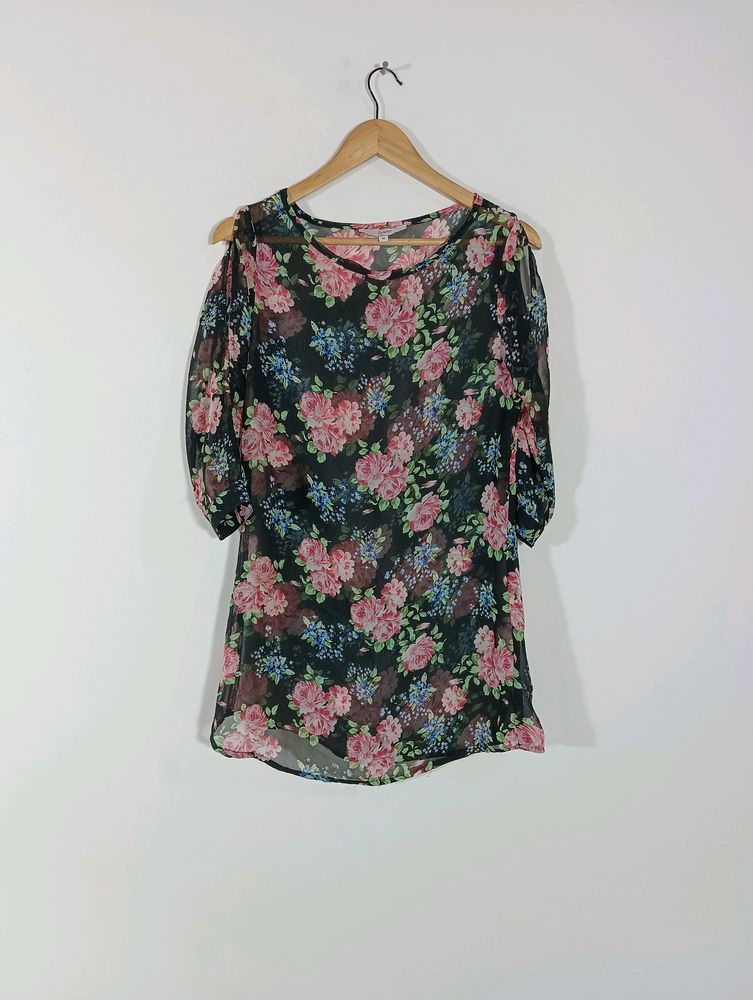 Black Printed Casual Top (Women)