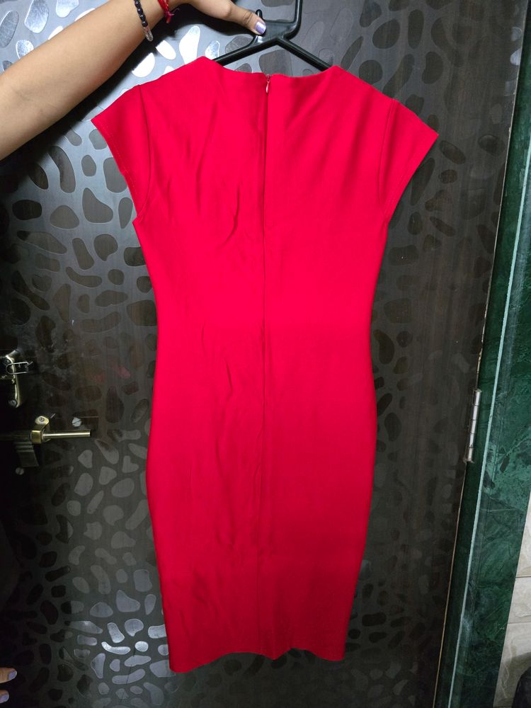 Red Solid Bodycon Dress