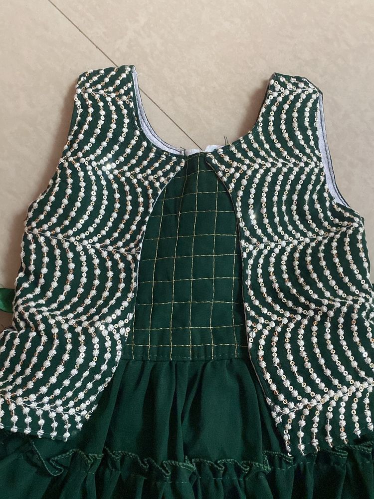 Green Step Cut Frock