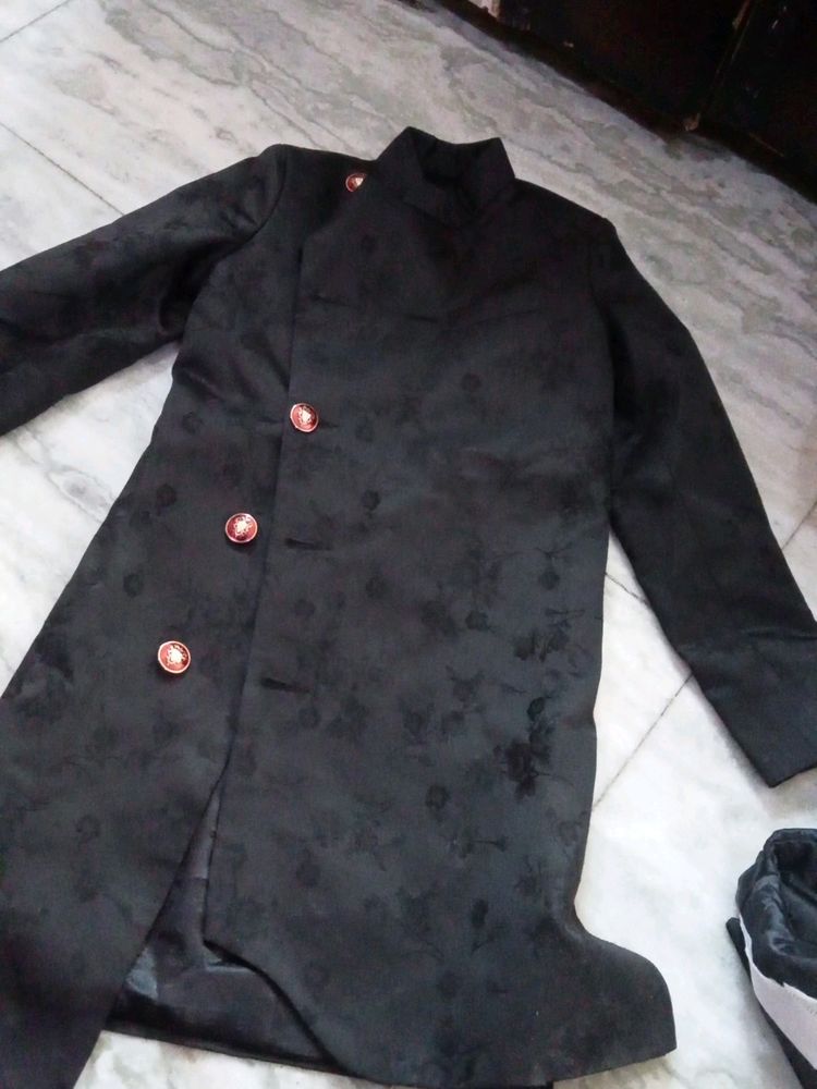 2 Black Colour Designer Sherwani