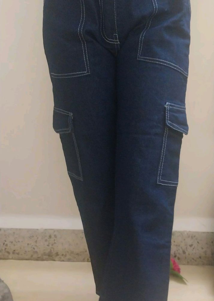 Navy Blue Cargo Jeans