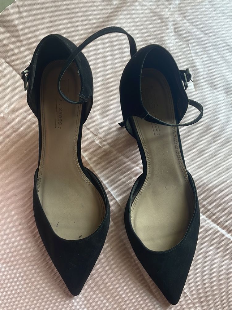 Black Block Heels Front Closed