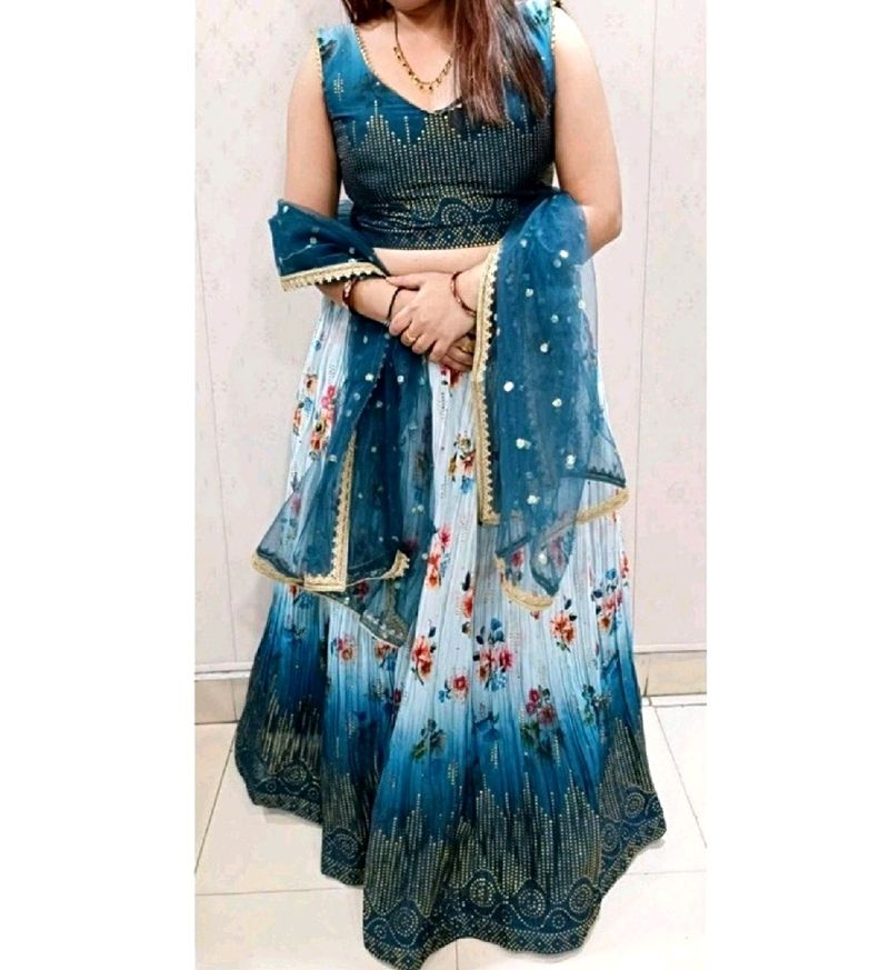 Blue Floral Lehenga