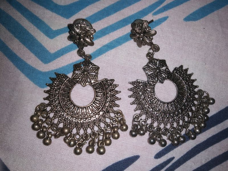 Combo Of Silver Oxidised Earrings.