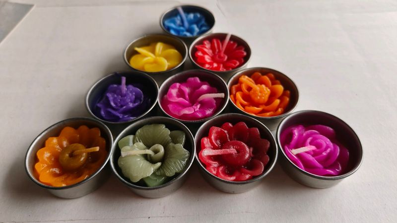 Scented Floral Candles Pack Of 10