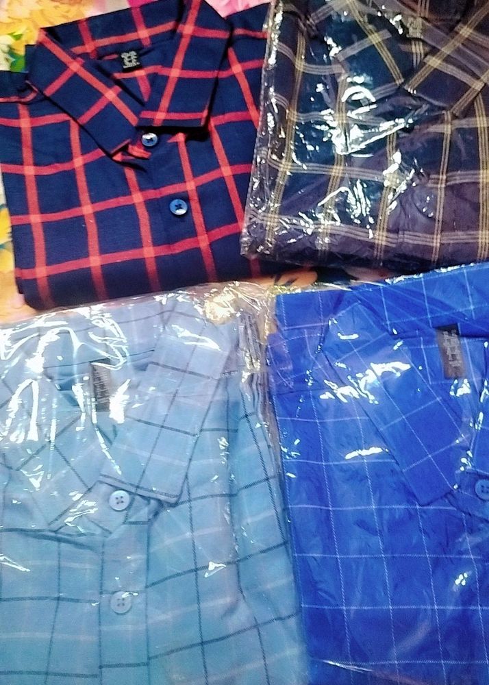 Trading Check Shirts for Mens 4ps Set