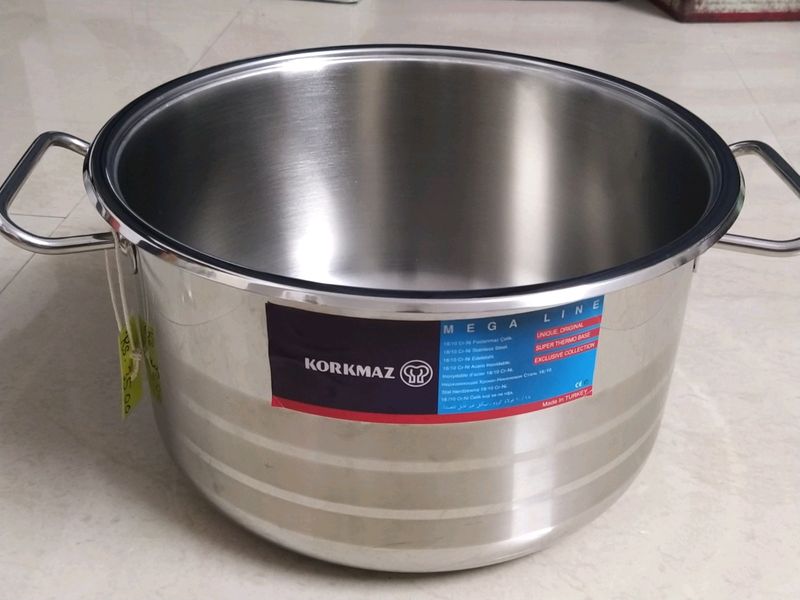 KORKMAZ MEGA LINE STAINLESS WIDE POT WITH LID