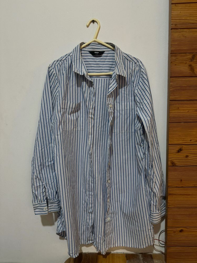 Stripped Blue Long Shirt (Korean Style)