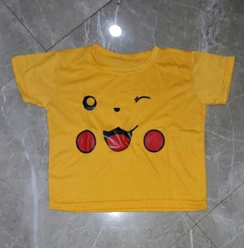 Yellow Pikachu Printed T Shirt