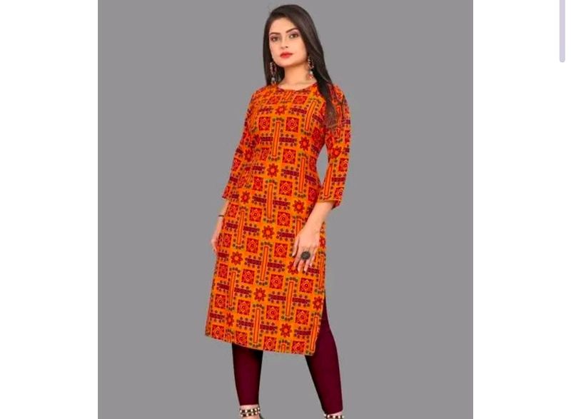 Woman Crepe Fabric Printed Straight Kurti,Size 5xl