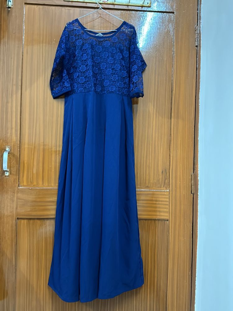 Blue Gown With Net Work