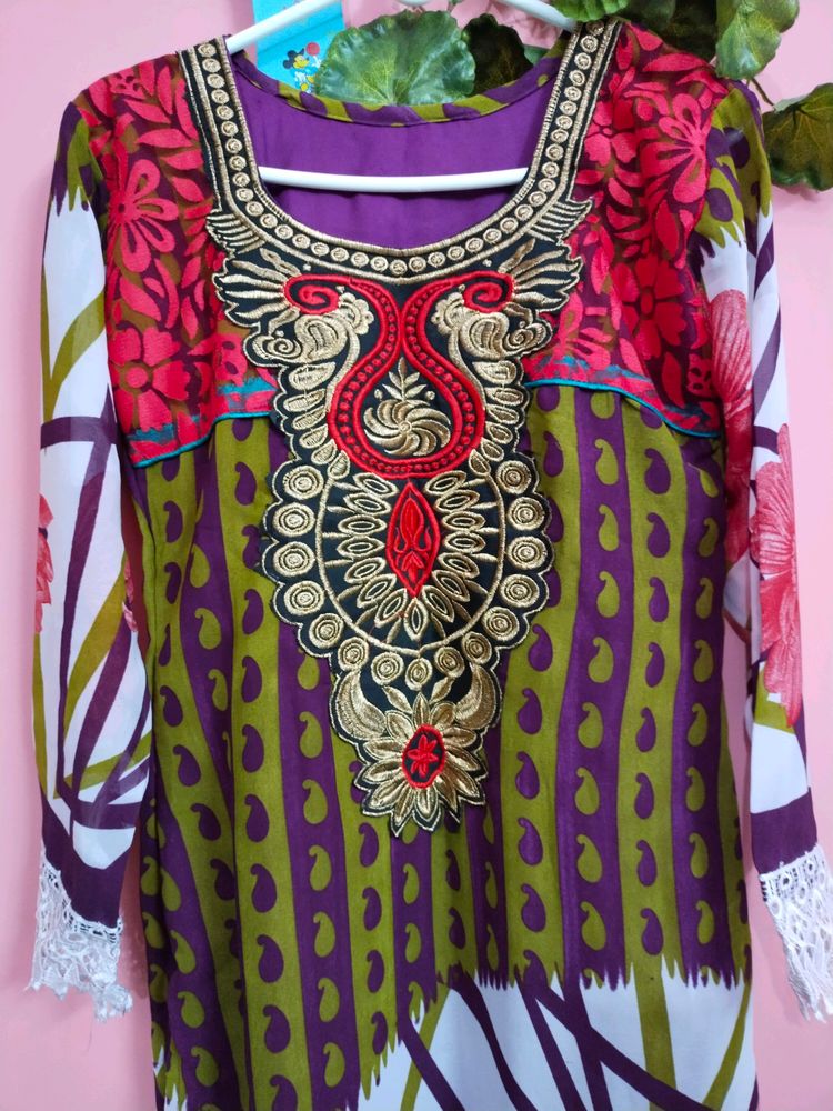 Embroidered Kurti For Girls