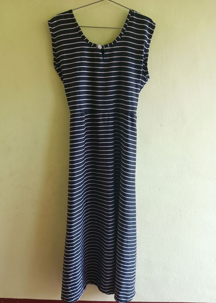 Striped Dress With Side Elastic Waist